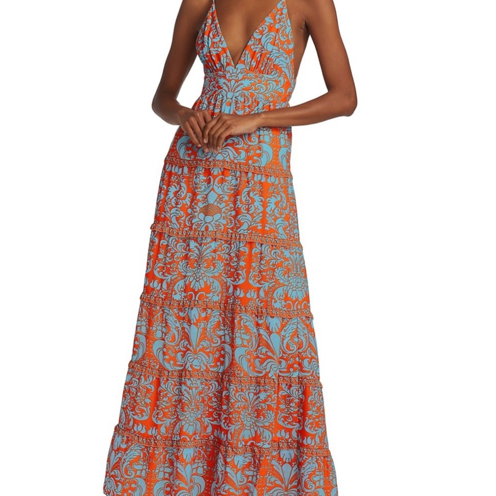 Alice + Olivia Karolina Plunge V-Neck Cutout Maxi Dress Size 4